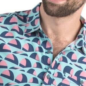 NEW William Murray POLO Shirt Large Building Bridges Short Sleeve Button UP GOLF